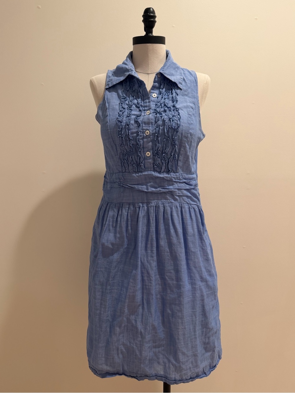 Lilly Pulitzer Light Blue Sleeveless Ruffle-Front Cotton Dress